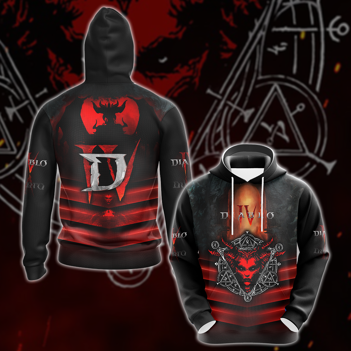 Diablo IV Video Game 3D All Over Printed T-shirt Tank Top Zip Hoodie Pullover Hoodie Hawaiian Shirt Beach Shorts Jogger Hoodie S 