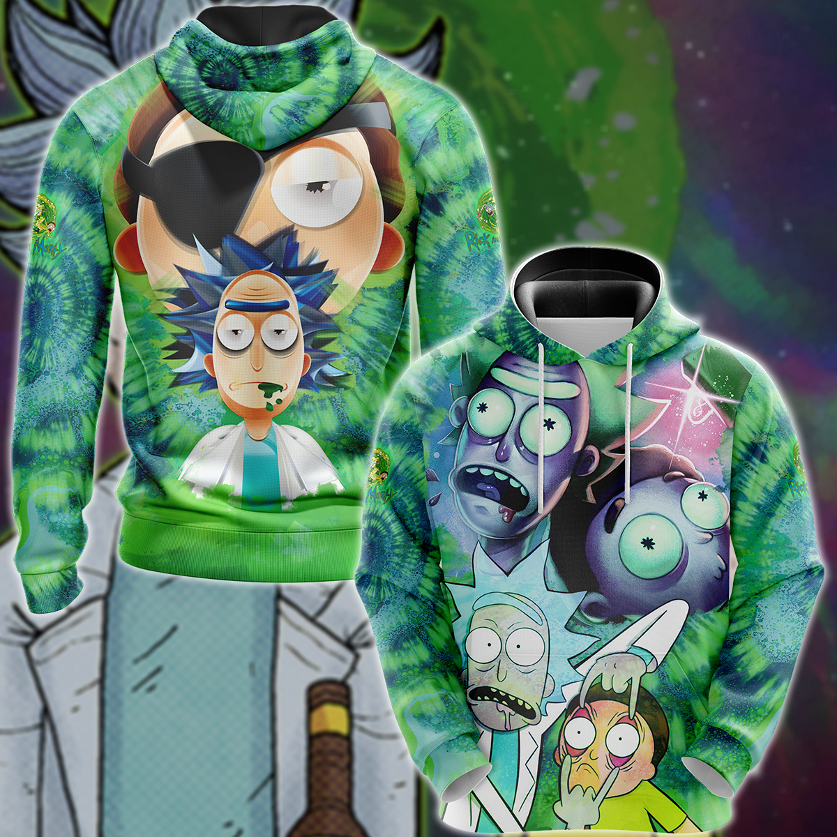 Rick and Morty 3D All Over Print T-shirt Tank Top Zip Hoodie Pullover Hoodie Hawaiian Shirt Beach Shorts Jogger Hoodie S 