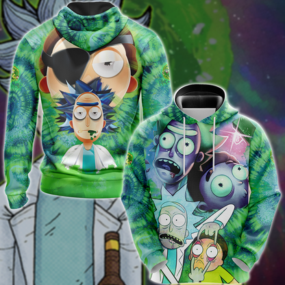 Rick and Morty 3D All Over Print T-shirt Tank Top Zip Hoodie Pullover Hoodie Hawaiian Shirt Beach Shorts Jogger Hoodie S 