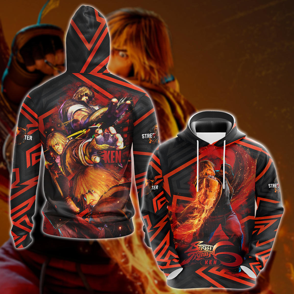 Street Fighter 6 Ken Video Game 3D All Over Printed T-shirt Tank Top Zip Hoodie Pullover Hoodie Hawaiian Shirt Beach Shorts Jogger Hoodie S 