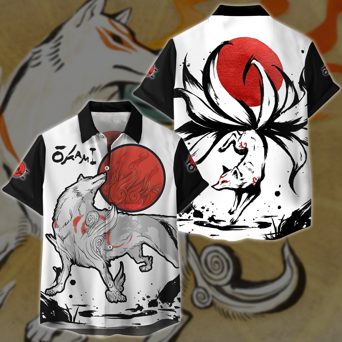 Okami Fox Video Game 3D All Over Printed T-shirt Tank Top Zip Hoodie Pullover Hoodie Hawaiian Shirt Beach Shorts Jogger Hawaiian Shirt S 