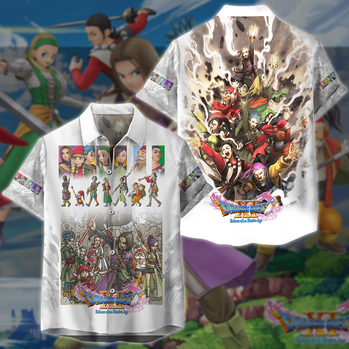 Dragon Quest XI Video Game 3D All Over Printed T-shirt Tank Top Zip Hoodie Pullover Hoodie Hawaiian Shirt Beach Shorts Jogger Hawaiian Shirt S 