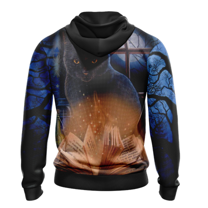Witching Hour Black Cat Halloween Unisex 3D T-shirt   