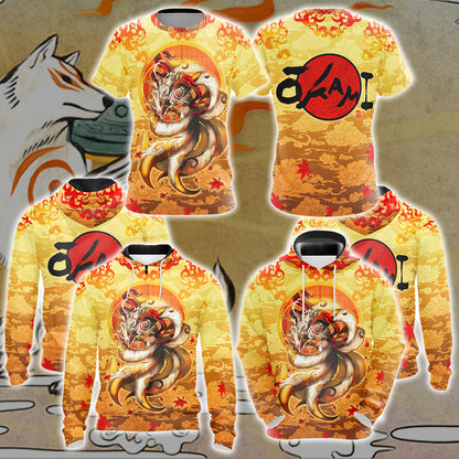 Nine Tail Okami Fox Unisex 3D T-shirt   