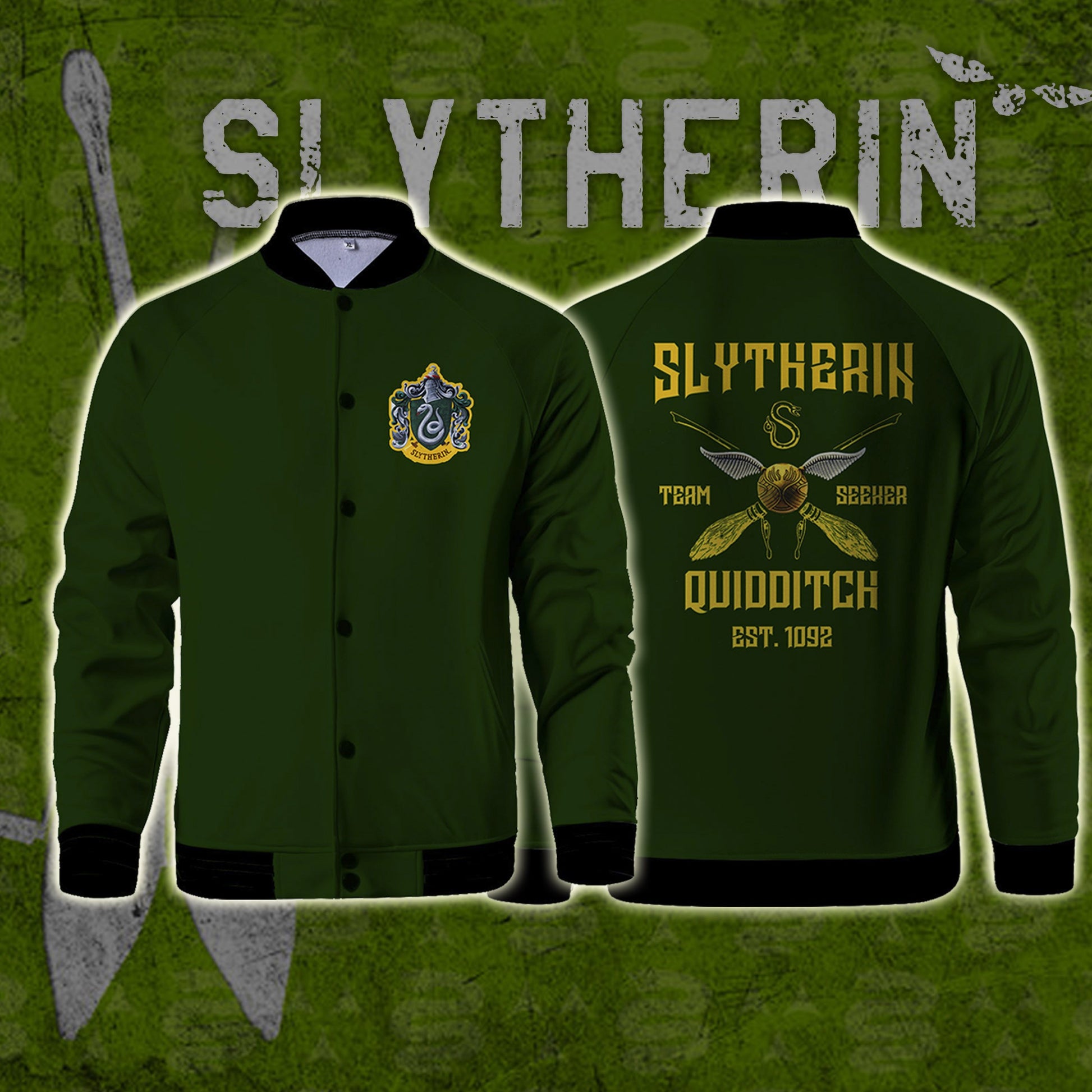 Slytherin Quidditch Team Harry Potter Baseball Jacket US/EU XXS (ASIAN S)  