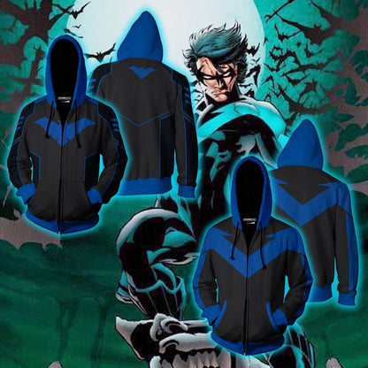 Nightwing Cosplay Zip Up Hoodie Jacket   