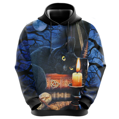 Witching Hour Black Cat Halloween Unisex 3D T-shirt   