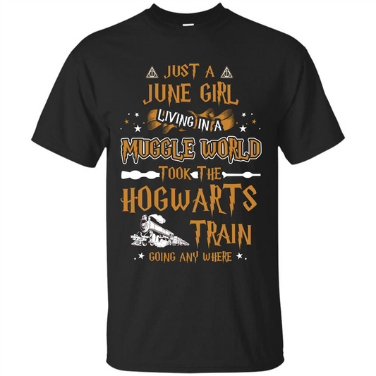 Harry Potter T-shirt Just A June Girl Living In A Muggle World Black S 