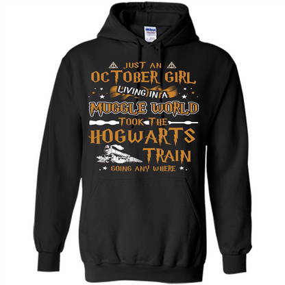 Harry Potter T-shirt Just An October Girl Living In A Muggle World Black S 