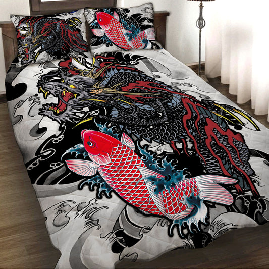 Dragon and Koi Yakuza 3D Quilt Set Twin (150x180CM)  