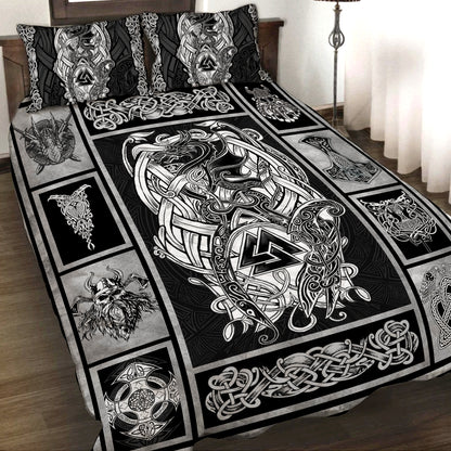 Viking Symbols Fox 3D Quilt Set Quilt Set Twin (150x180CM) 