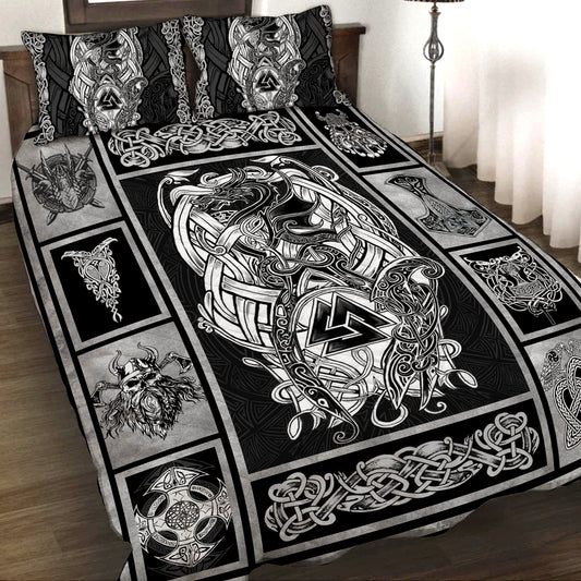 Viking Symbols Fox 3D Quilt Set Quilt Set Twin (150x180CM) 