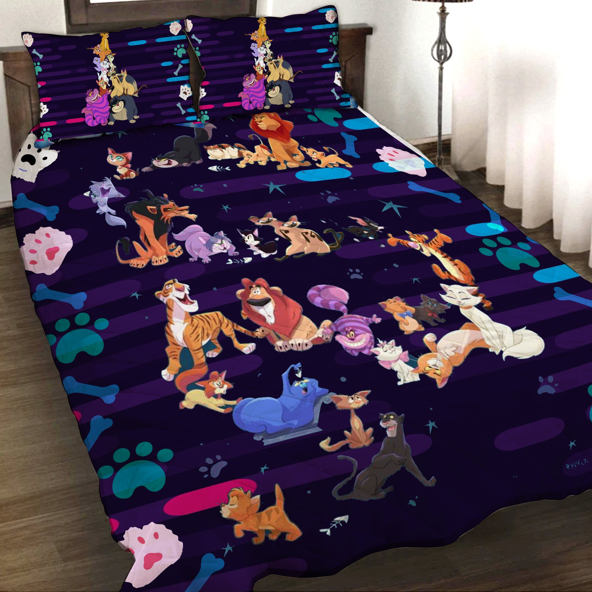 Disney Characters - Cats 3D Quilt Set Twin (150x180CM)  