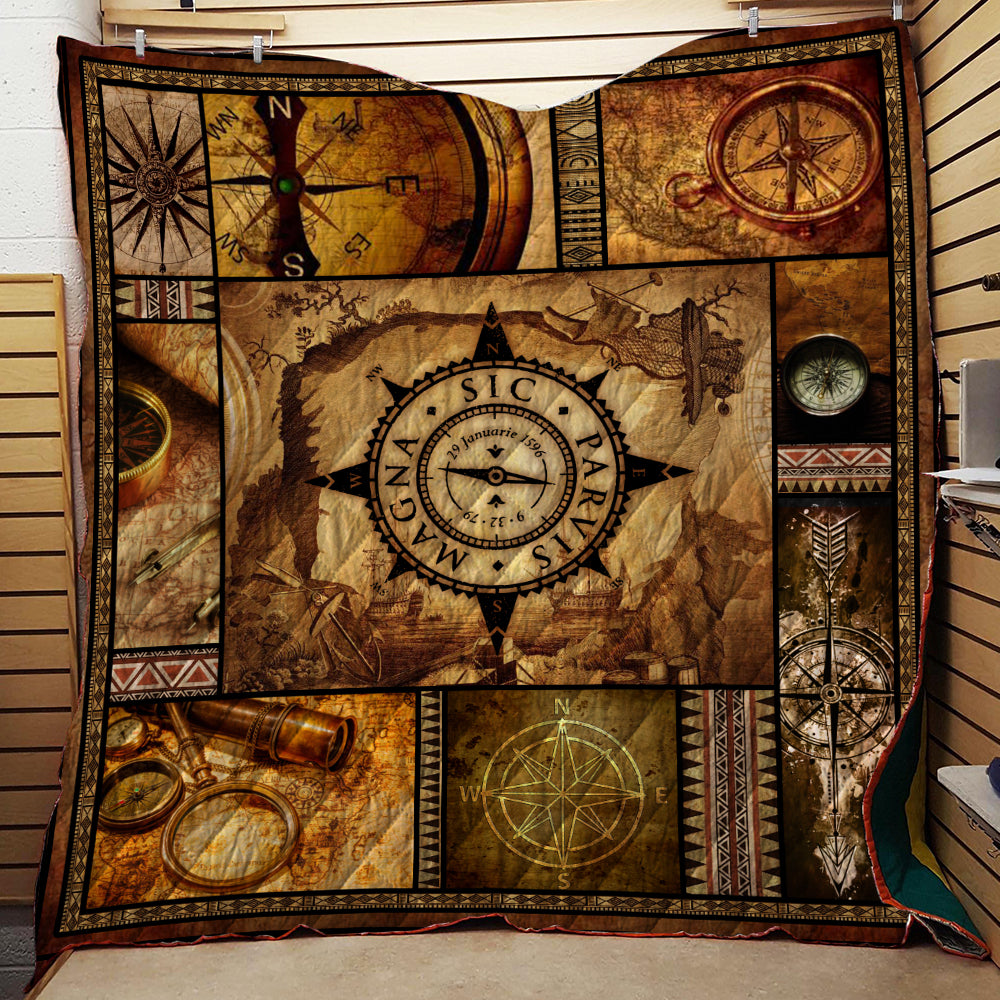 Uncharted Compass 3D Quilt Bed Set Single Quilt Twin (150x180CM) 