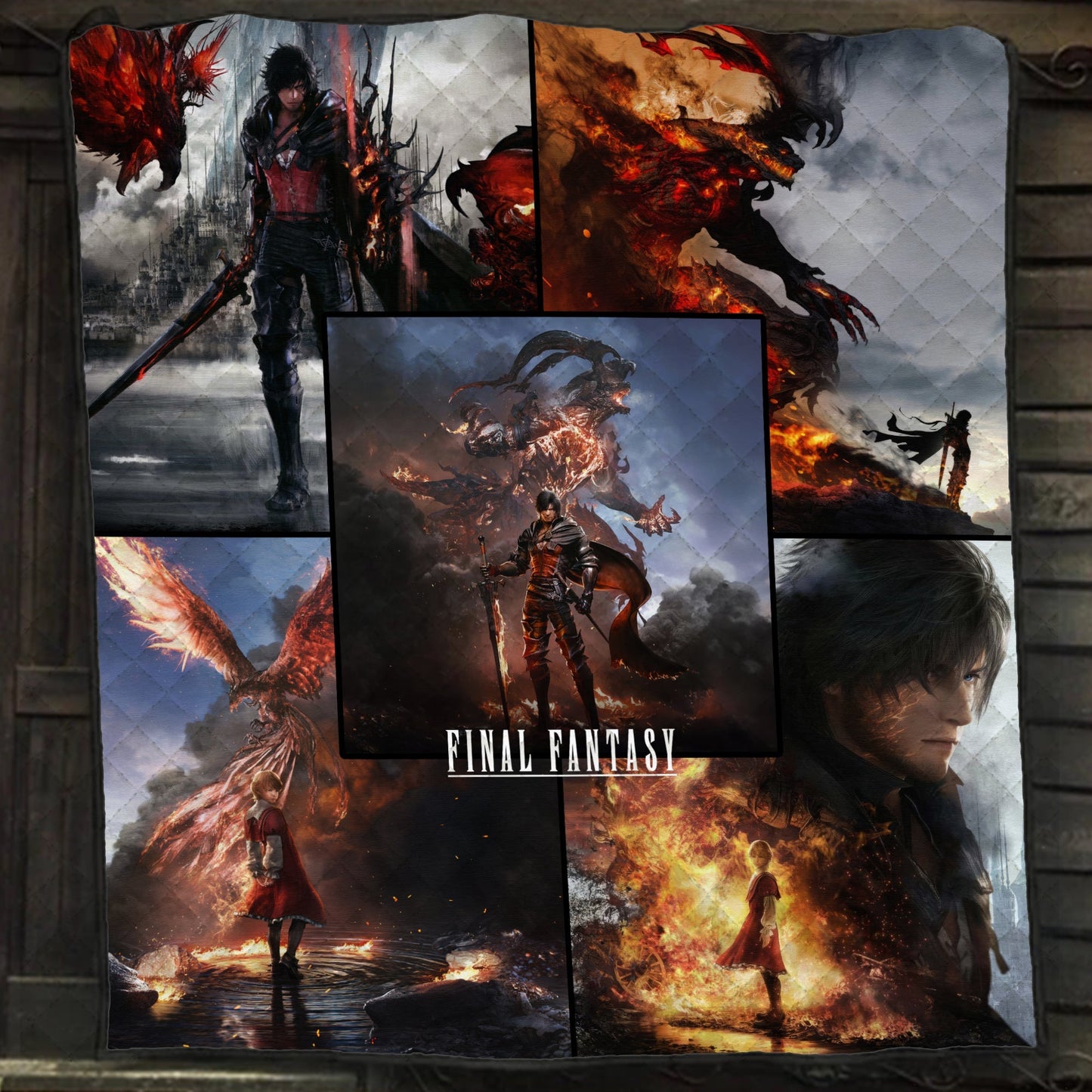 Final Fantasy XVI Video Game Quilt Blanket Quilt Set   