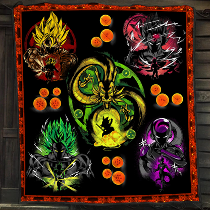 Dragon Ball Characters Son Goku, Vegeta, Broly, Frieza 3D Quilt Bed Set Single Quilt Twin (150x180CM) 