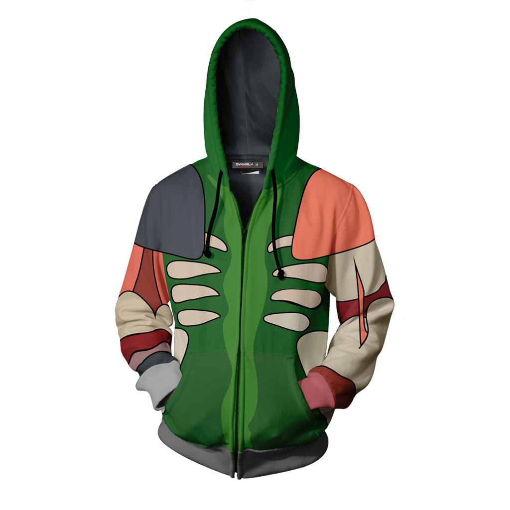 Rick And Morty Pickle Rick Cosplay Zip Up Hoodie Jacket   