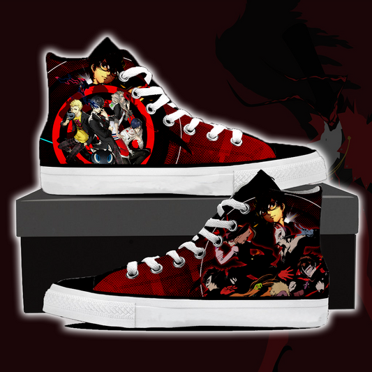 Persona 5 High Top Canvas Shoes White SIZE 29