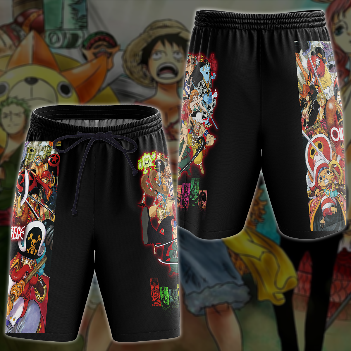 One Piece Straw Hat Pirates Anime Manga 3D All Over Print T-shirt Tank Top Zip Hoodie Pullover Hoodie Hawaiian Shirt Beach Shorts Jogger Beach Shorts S 