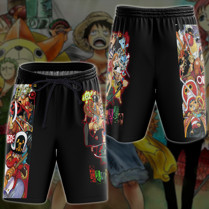 One Piece Straw Hat Pirates Anime Manga 3D All Over Print T-shirt Tank Top Zip Hoodie Pullover Hoodie Hawaiian Shirt Beach Shorts Jogger Beach Shorts S 
