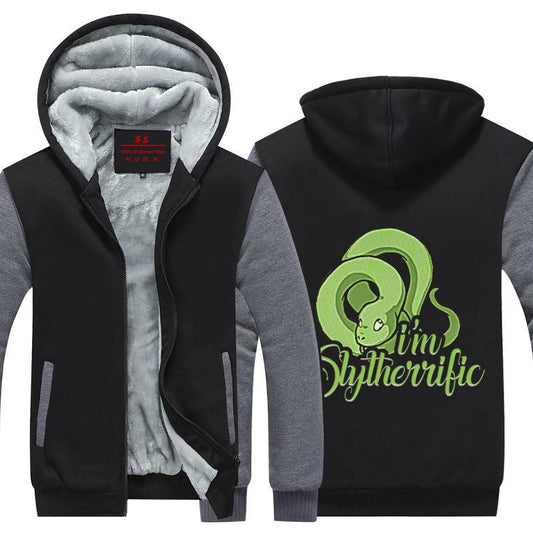 I'm Slytherrific Harry Potter Winter Zip Hoodies Black-Grey S 