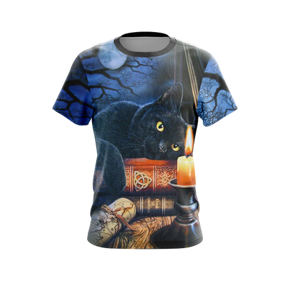 Witching Hour Black Cat Halloween Unisex 3D T-shirt   