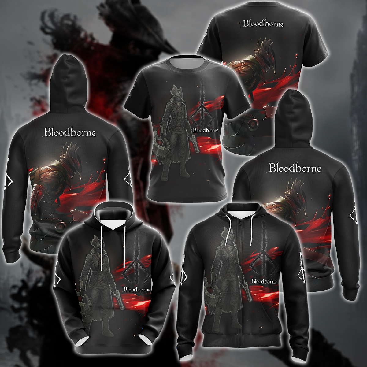 Bloodborne Video Game 3D All Over Printed T-shirt Tank Top Zip Hoodie Pullover Hoodie Hawaiian Shirt Beach Shorts Jogger   