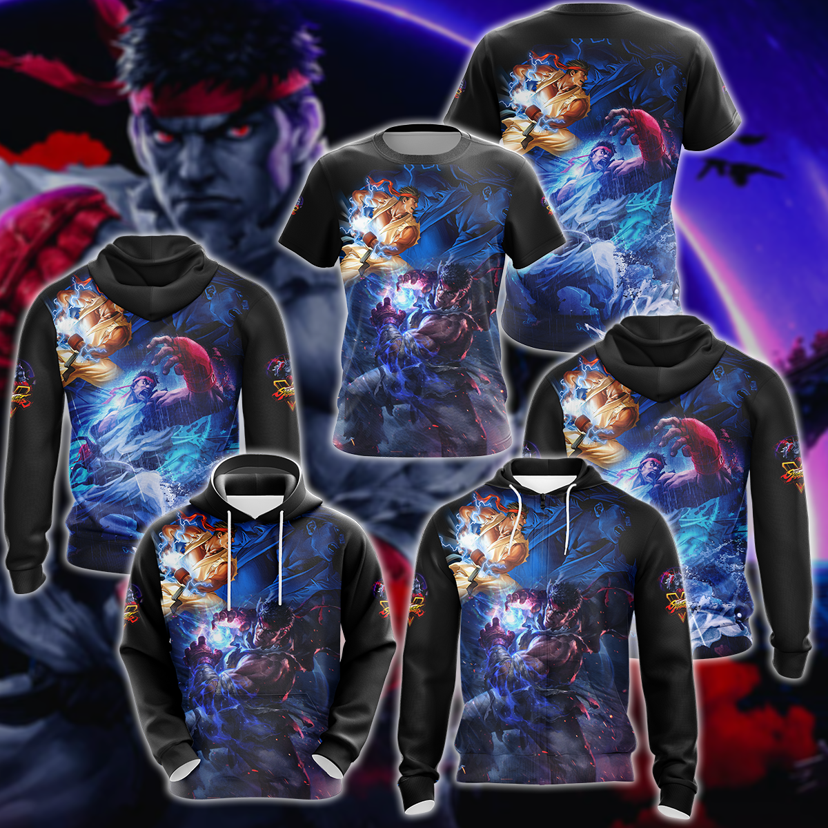 Street Fighter 5 Video Game 3D All Over Print T-shirt Tank Top Zip Hoodie Pullover Hoodie Hawaiian Shirt Beach Shorts Jogger   