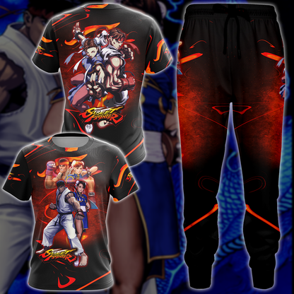 Street Fighter: Ryu & Chun-Li Video Game 3D All Over Printed T-shirt Tank Top Zip Hoodie Pullover Hoodie Hawaiian Shirt Beach Shorts Jogger   