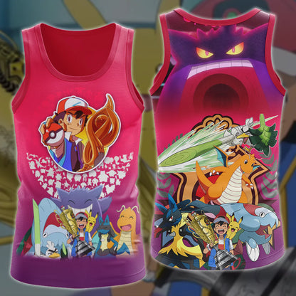 Pokemon Ash Ketchum Champion Anime Manga 3D All Over Printed T-shirt Tank Top Zip Hoodie Pullover Hoodie Hawaiian Shirt Beach Shorts Jogger Tank Top S 