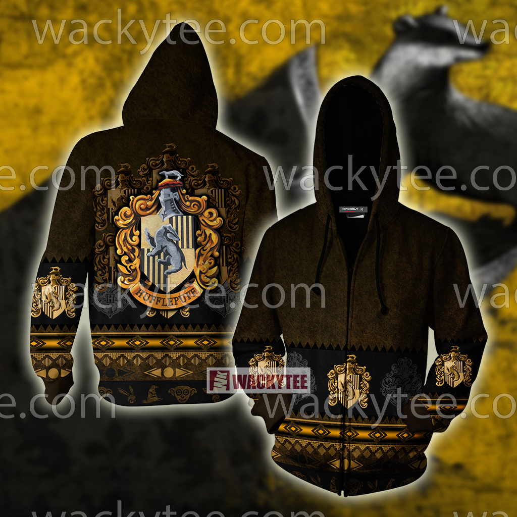 Loyal Like A Hufflepuff Harry Potter Wacky Style Unisex 3D T-shirt Zip Hoodie S 