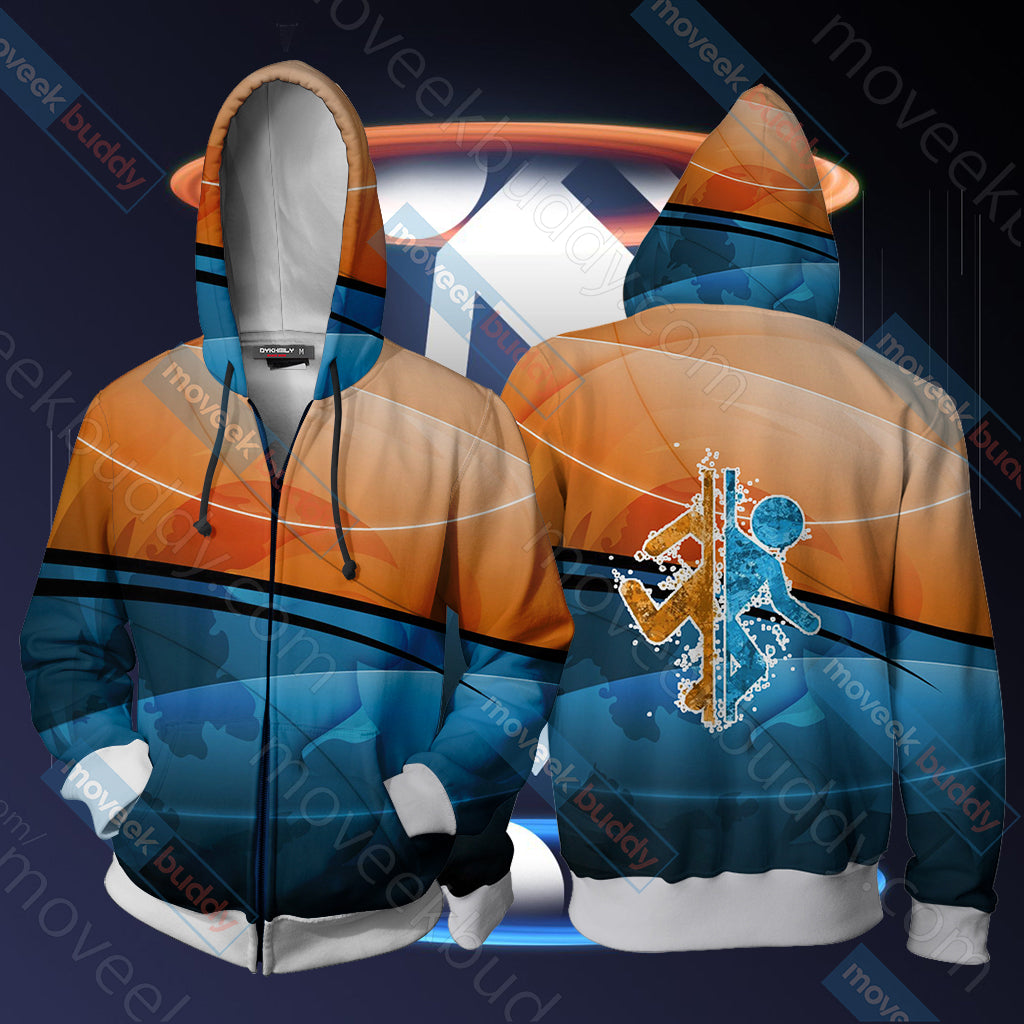 Portal Unisex 3D T-shirt Zip Hoodie XS 