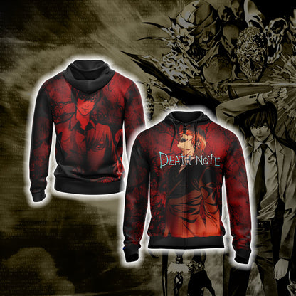 Death Note - Light Yagami Unisex 3D T-shirt Zip Hoodie XS 