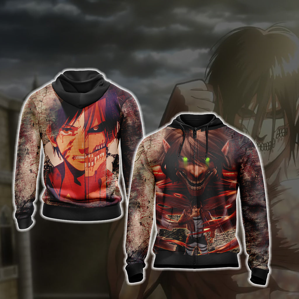 Attack on Titan - Eren Unisex 3D T-shirt Zip Hoodie XS 