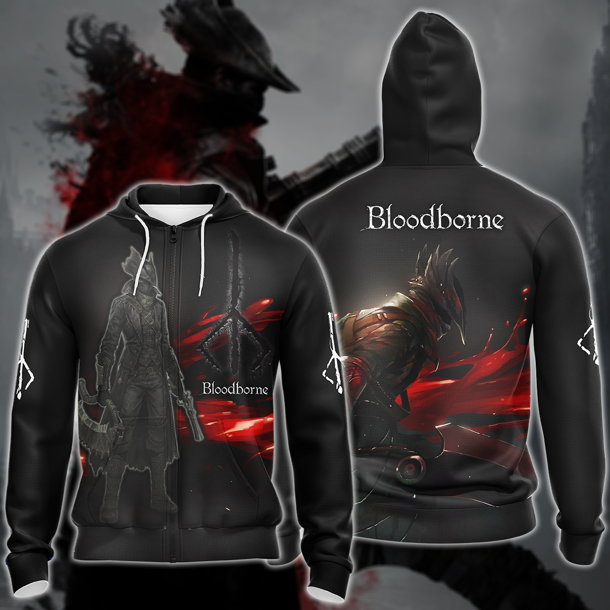 Bloodborne Video Game 3D All Over Printed T-shirt Tank Top Zip Hoodie Pullover Hoodie Hawaiian Shirt Beach Shorts Jogger Zip Hoodie S 
