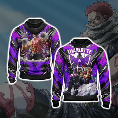 One Piece - Charlotte Katakuri Unisex 3D T-shirt Zip Hoodie XS 