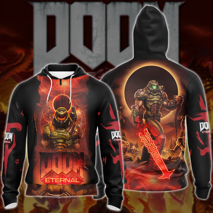Doom Eternal Video Game All-Over T-shirt Hoodie Tank Top Hawaiian Shirt Beach Shorts Joggers Zip Hoodie S 
