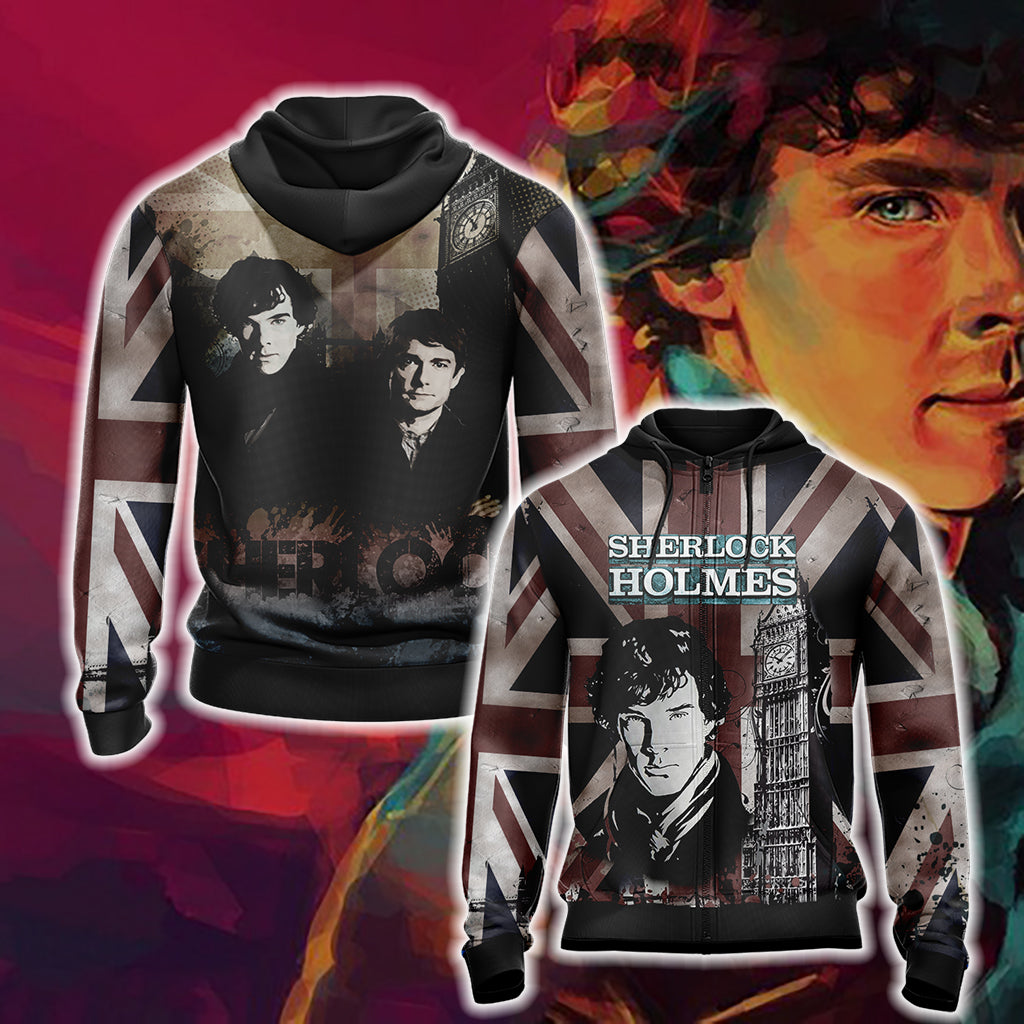 Sherlock (TV series) New Unisex 3D T-shirt Zip Hoodie XS 