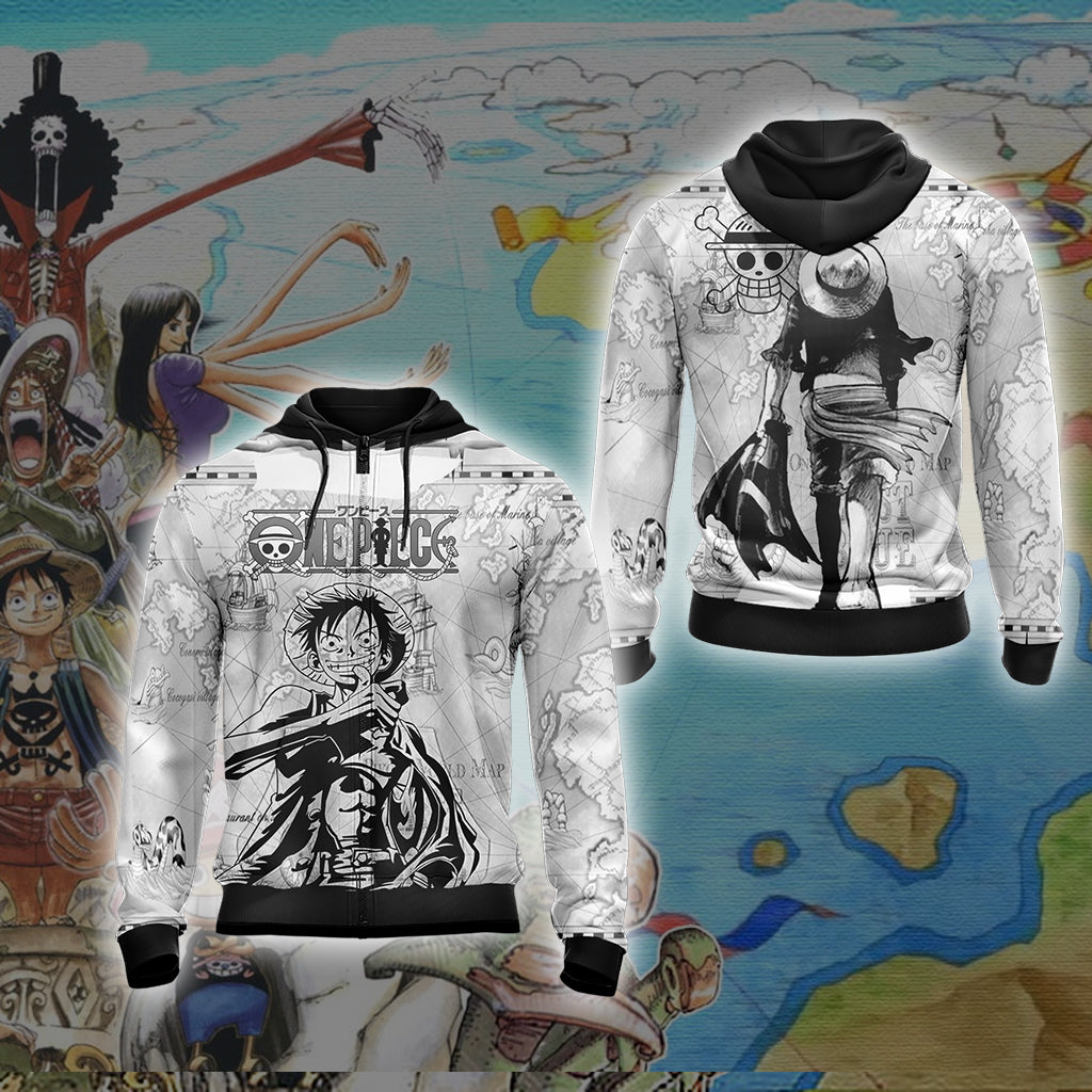 One Piece - Luffy Unisex 3D T-shirt Zip Hoodie XS 