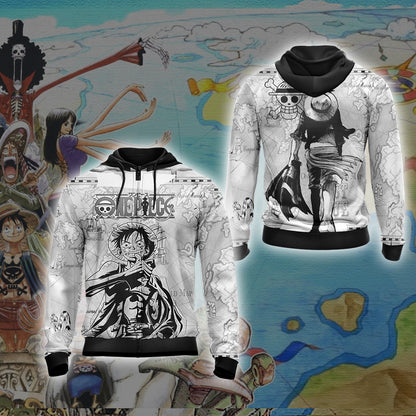 One Piece - Luffy Unisex 3D T-shirt Zip Hoodie XS 