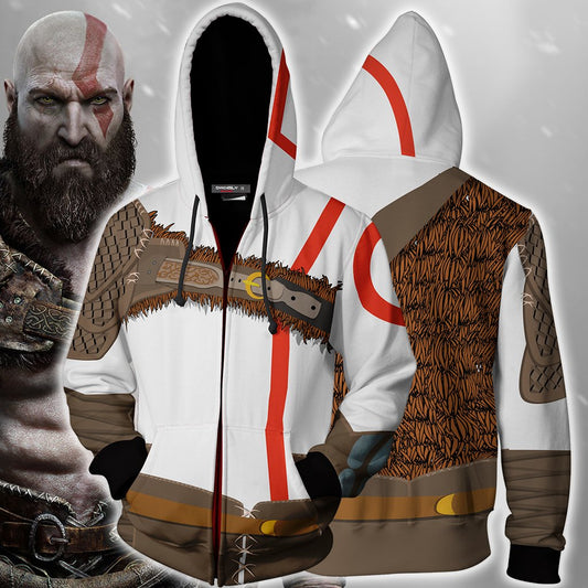 God Of War Kratos Cosplay Zip Up Hoodie Jacket XS  