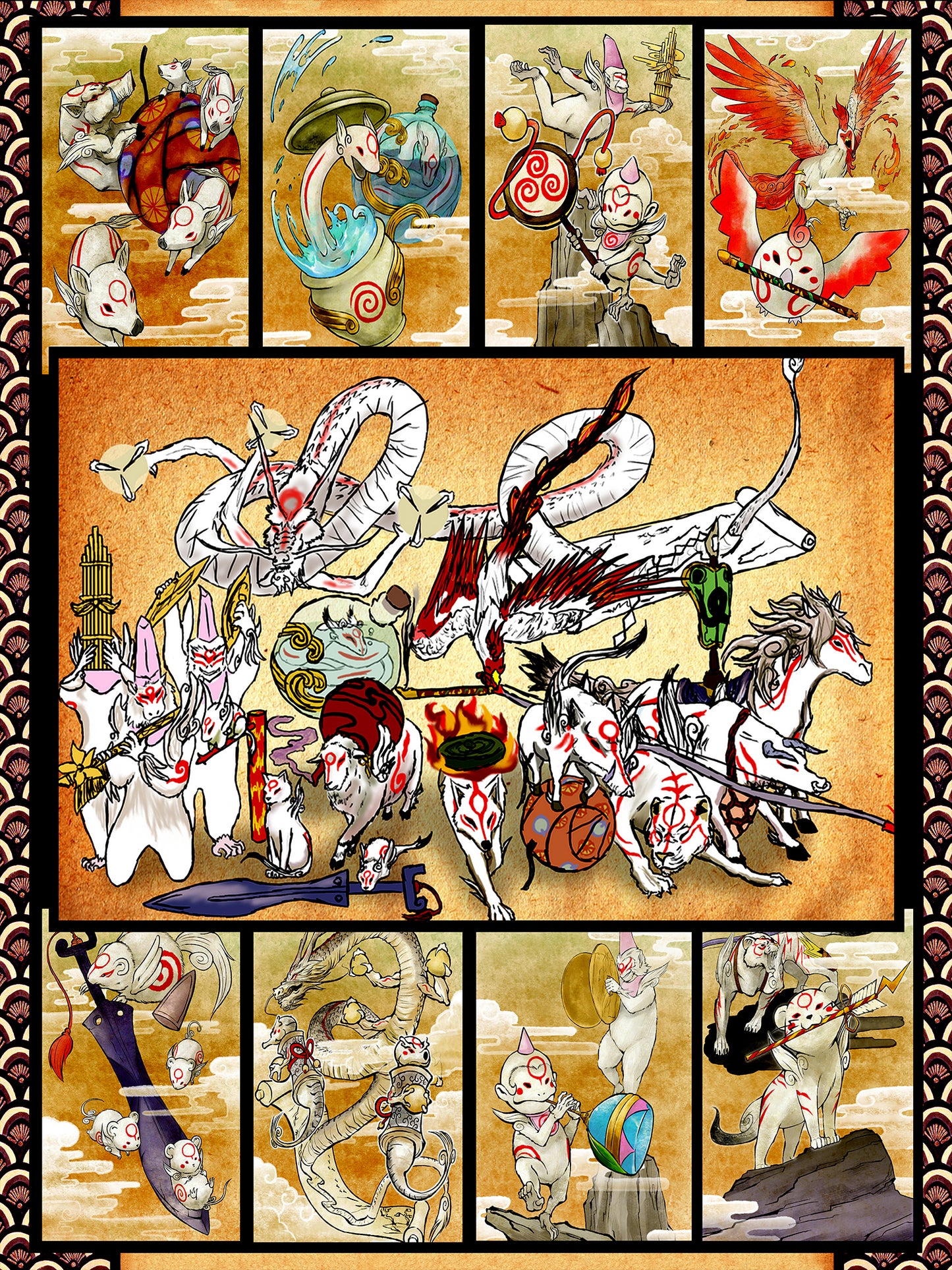 Okami Animals 3D Quilt Bed Set   