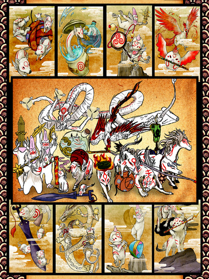 Okami Animals 3D Throw Blanket   
