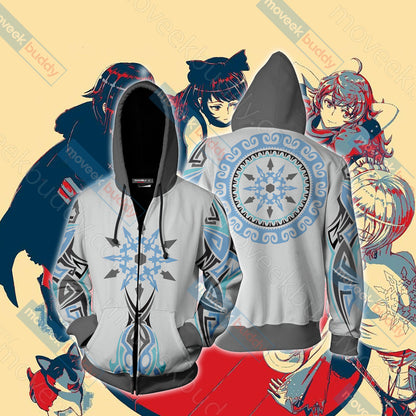 RWBY Weiss Schnee Symbol Unisex 3D T-shirt Zip Hoodie XS 