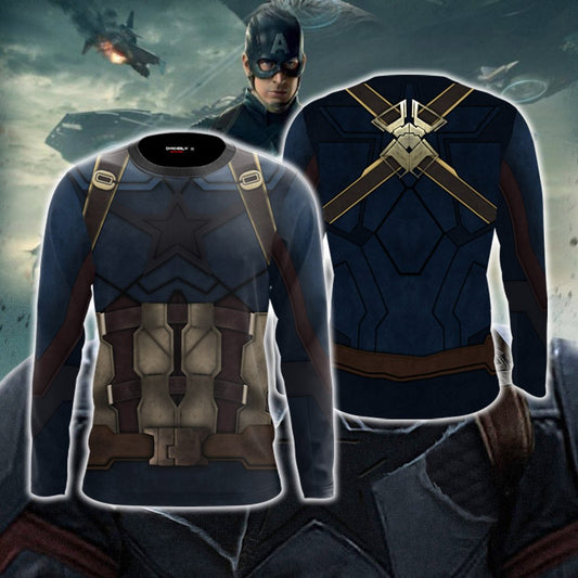 Captain America Cosplay 3D Long Sleeve Shirt US/EU S (ASIAN L)  