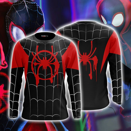 Spider-Man: Into the Spider-Verse Miles Morales Cosplay 3D Long Sleeve Shirt S  