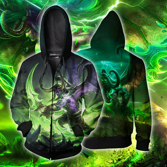 Illidan Stormrage World Of Warcraft Zip Up Hoodie Jacket S  