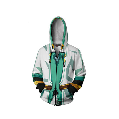 Elsword Ain Cosplay Zip Up Hoodie Jacket   