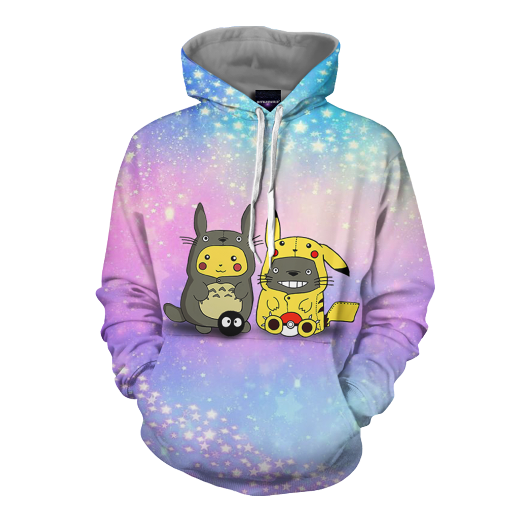 Pikachu Cosplay Totoro & Totoro Cosplay Pikachu Unisex 3D T-shirt   