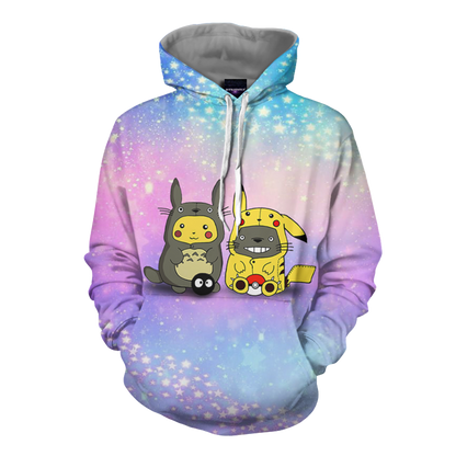 Pikachu Cosplay Totoro & Totoro Cosplay Pikachu Unisex 3D T-shirt   
